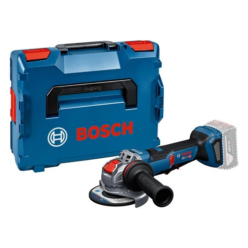 Cordless angle grinder Bosch GWX 18V-11PS Professional (tool only), 18 volts (blue/black, without battery and charger, X-LOCK click system, auxiliary handle)