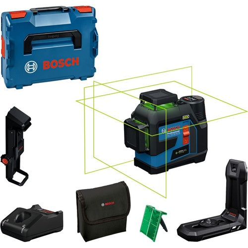 Cordless line laser Bosch GLL 12V-100-33 CG Professional (blue/black, 12V 2.0Ah lithium-ion battery, green laser lines)
