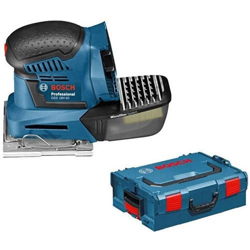 Cordless orbital sander Bosch GSS 18V-10 Professional, without battery and charger, in case, blue
