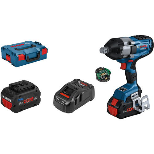 Cordless impact driver Bosch BITURBO GDS 18V-1050 HC Professional, 18 V (blue/black, 2x ProCORE18V 8.0 Ah batteries, Bluetooth module, 3/4"", in L-BOXX)
