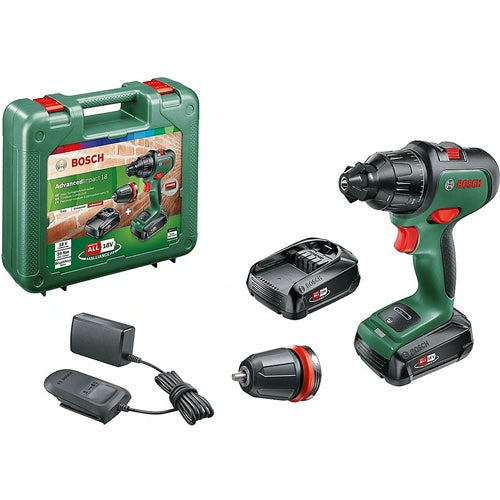 Cordless impact drill Bosch AdvancedImpact 18V, 2x Li-Ion battery 1.5 Ah, green/black