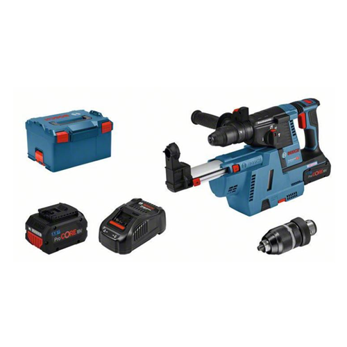 Cordless impact drill Bosch GBH 18V-26 F Professional, 18 V (blue/black, 2x ProCORE18V 5.5 Ah batteries, L-BOXX, dust extraction)