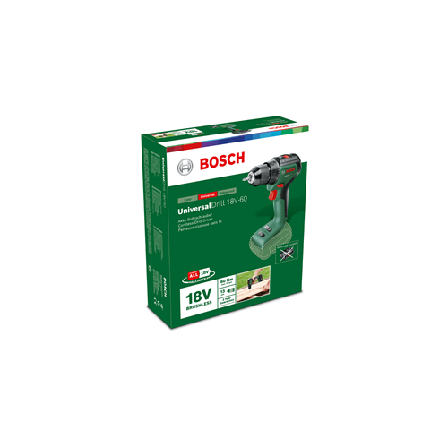 Cordless drill Bosch UniversalDrill 18V-60 (green/black, without battery and charger, POWER FOR ALL ALLIANCE)