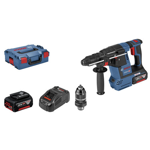 Bosch GBH 18V-26 F Professional 18 Volt Cordless Rotary Hammer (Blue/Black, 2x 5.0 Ah Lithium-Ion Battery, in L-BOXX)
