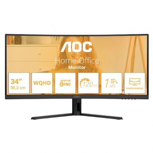AOC 86,3 cm (34") CU34B3E 21:09 HDMI+DP Ukrivljen črne barve
