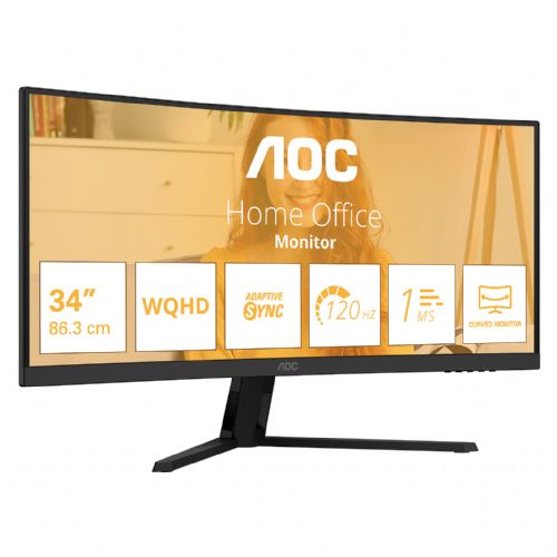 AOC 86,3 cm (34") CU34B3E 21:09 HDMI+DP Ukrivljen črne barve