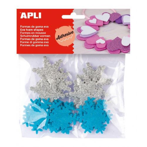 Apli Foam rubber shapes snowflakes with glitter self-adhesive, 22 pieces