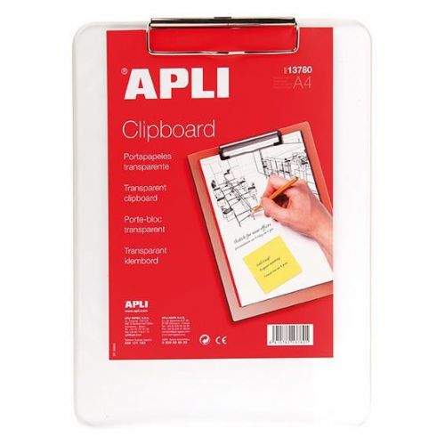 Apli PVC A4 Clip Pad, Transparent