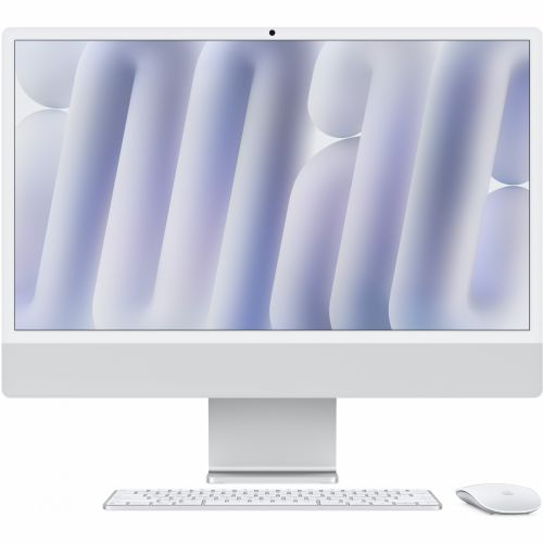 Apple 24-palčni iMac z zaslonom Retina 4,5K: čip Apple M4 z 8-jedrnim procesorjem in 8-jedrnim grafičnim procesorjem. 16 GB. 256 GB SSD - srebrn