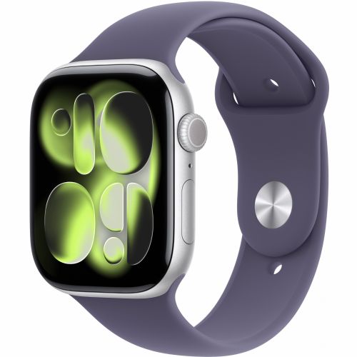 Pametna ura Apple Watch S11 Aluminium 46mm Silver (športni pašček temno vijoličen) S/M