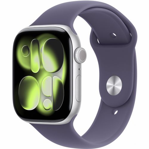 Pametna ura Apple Watch S11 Aluminium Cellular 46mm Silver (športni pašček temno vijoličen) M/L
