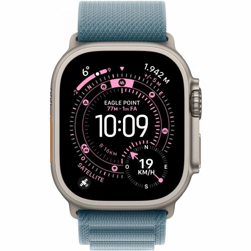 Pametna ura Apple Watch Ultra 3 Titanium Cellular 49mm naravna (alpska zanka, svetlo modra) srednja