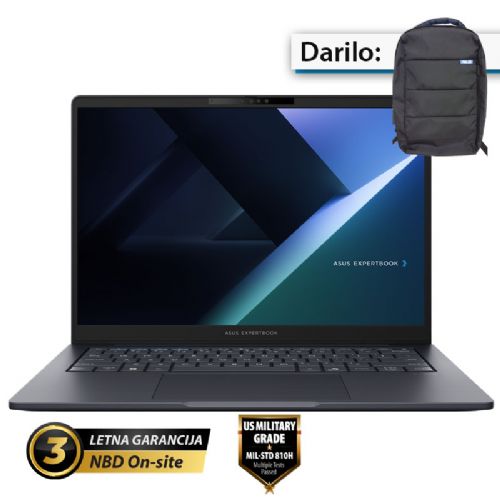 Prenosnik Asus ExpertBook B5 Intel Ultra 5-225H/16GB/SSD 1TB NVMe/35,56 cm (14") FHD+/Win11Pro, modra (90NX08I1-M008C0)