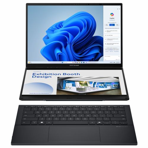 Computer portatile Asus ZenBook Duo Intel Ultra 9-285H/32/GB/SSD 2TB NVMe/35,6 cm (14") 3K OLED/DE/Win11Home, nero (UX8406CA-PZ068X)