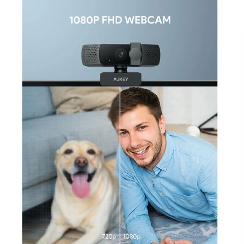 Aukey PC-LM7 Stream Series Autofocus Full HD spletna kamera s 1/3&quot;-CMOS senzorjem črna