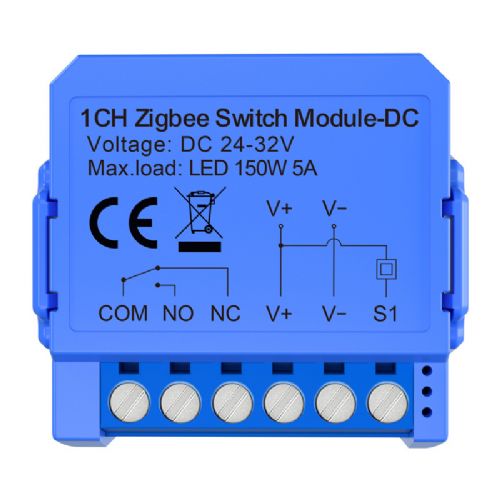 1-kanalni ZigBee stikalni modul z breznapetostnim kontaktom Avatto ZWSM16-DC32V-1