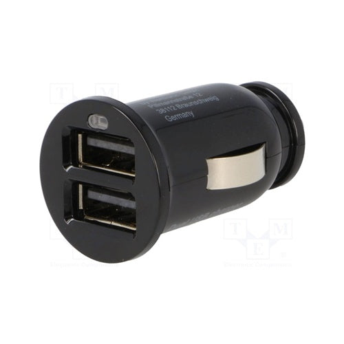 Goobay dual car charger black 2x USB-A, 12W/2.4A, 12/24V, for 2 devices