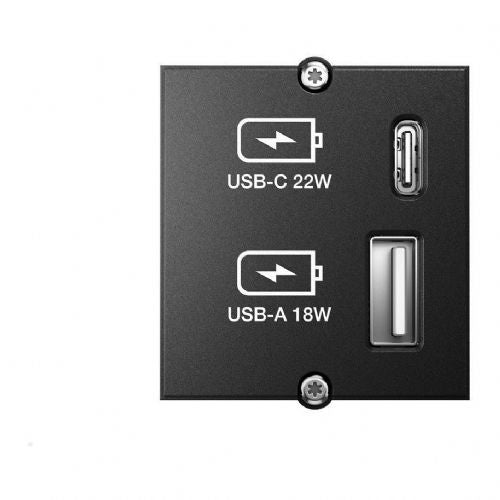 BACHMANN polnilnik po meri z modulom USB tipa A in C 22 W, hitro polnjenje, črn