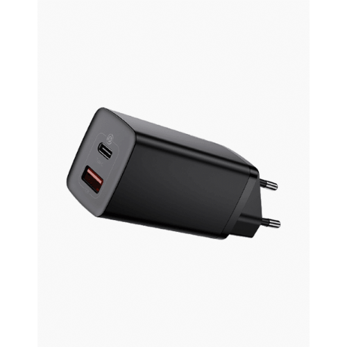Baseus adapter home charger 220V Gun2Lite Quick Charge 65W input 1x USB A and 1x Type C - Original (EU Blister) black