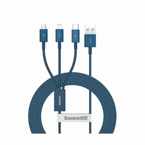 Baseus cable USB 3in1 Lightning/TipC/Micro 1.5m blue CAMLTYS-03