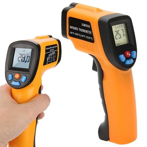 Battery-powered digital laser thermometer with LCD up to 550°C