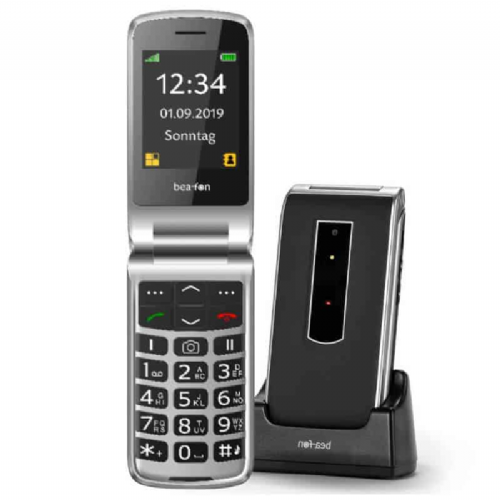 GSM phone Beafon SL495 LTE black, SOS button, photo contacts, loud ringtone, desktop charging station, large illuminated buttons