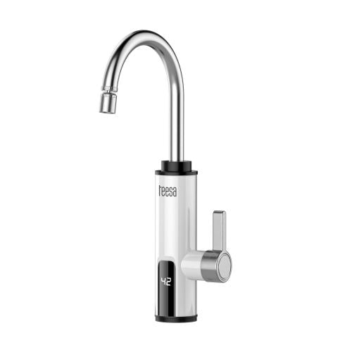 White LCD kitchen instant electric water heater 3000W with rotating and movable spout