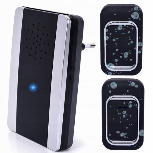Wireless LED 230V electronic doorbell 38 melodies up to 150m 2 buttons black