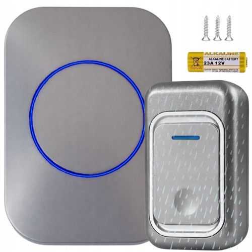 Wireless LED electronic doorbell 38 melodies up to 300m silver