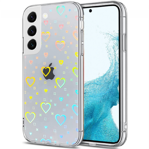 Clear Case Silicone Hologram Cover for Samsung Galaxy A13 LTE A135 - Transparent with Hearts