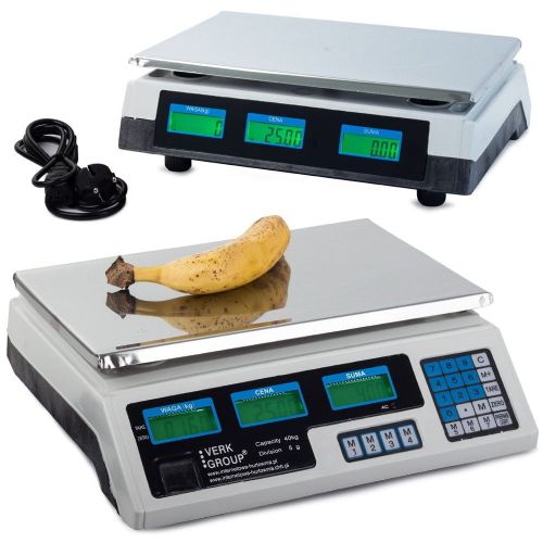 Digital stainless steel electronic scale up to 40kg double-sided LCD white