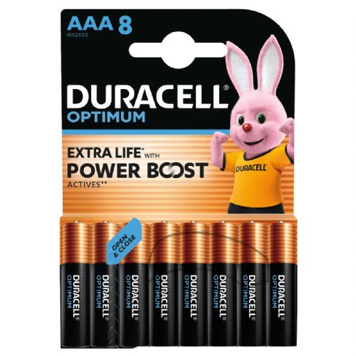 Batterie Duracell Optimum AAA, 1.5 V, tecnologia a turbina, 8 pezzi