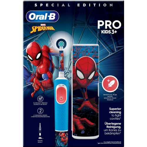 Električna zobna ščetka Oral-B Vitality Pro 103 Kids Spiderman s potovalnim etuijem (modra/bela)