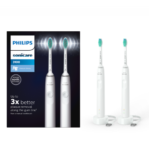 Električna zobna ščetka  Philips Sonicare serije 3100 HX3675/13, (bela, vključno z drugim ročajem)