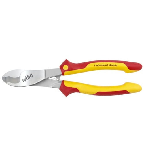 Wiha Professional electrical cable pliers, 210 mm (red/yellow, with on/off spring)