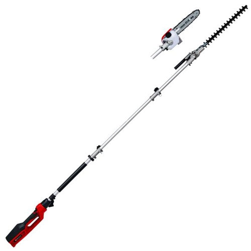 Einhell GC-HC 90/2046 T electric hedge trimmer/saw (red/black, 900 W, 2-in-1 device: telescopic hedge trimmer and trimmer)