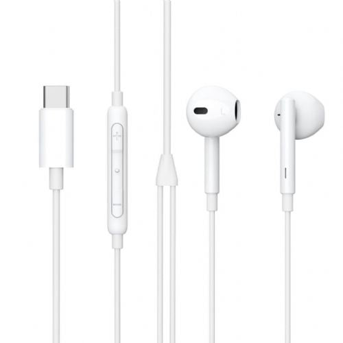 eStuff Equipment In-ear USB-C headphones, white, cable length 1.2 m, impedance 32Ω, TPE casing