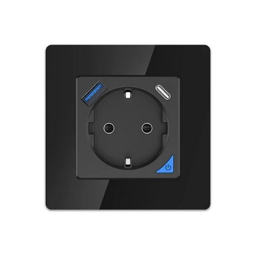 EXTRALINK SMART LIFE VTIČNICA 230V + ENOJNI OKVIR, WIFI , 1 X USB A, 1 X USB C, ČRNA