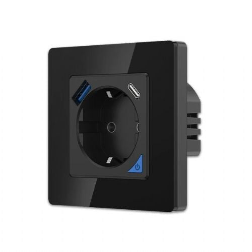 EXTRALINK SMART LIFE VTIČNICA 230V + ENOJNI OKVIR, WIFI , 1 X USB A, 1 X USB C, ČRNA