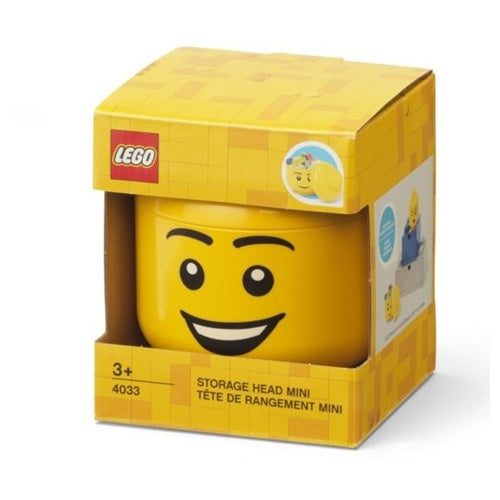 Glava za shranjevanje Lego "Srečni fant", mini, rumena