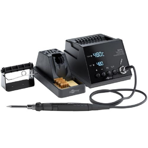 Goobay 70W digital soldering station, fast heating, adjustable temperature, LED display, replaceable tip, robust housing