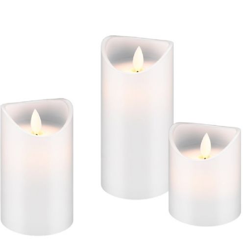 GOOBAY LED white table candle 7.5x10/12.5/15cm set of 3 ac92142407