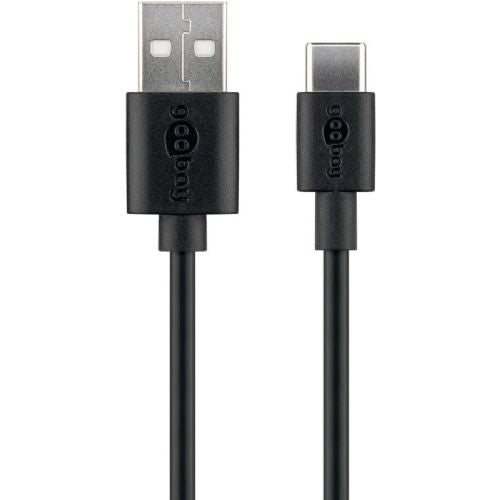 GOOBAY USB-C to USB-A 2.0 0.1m black charging and sync cable
