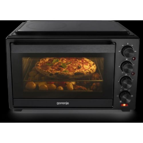 Mini pečica Gorenje OM38GBC, 38 l, 3500 W, 2 kuhalni plošči, črne barve