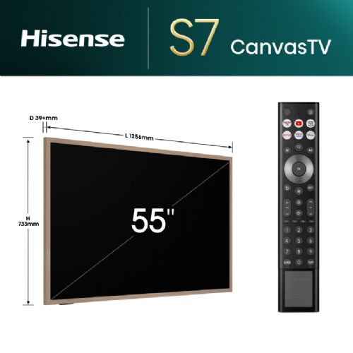 Televizor Hisense TV QLED 55S7NQ Canvas, 139 cm (55"), 4K Ultra HD 3840x2160, 144 Hz