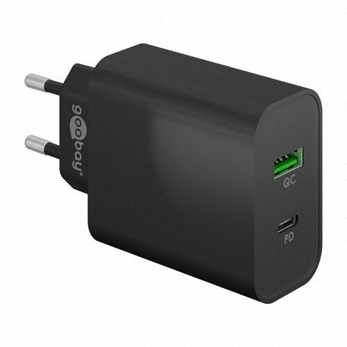 Goobay USB-C PD Dual fast charger, 45W, 1x USB-A, 1x USB-C PD, black