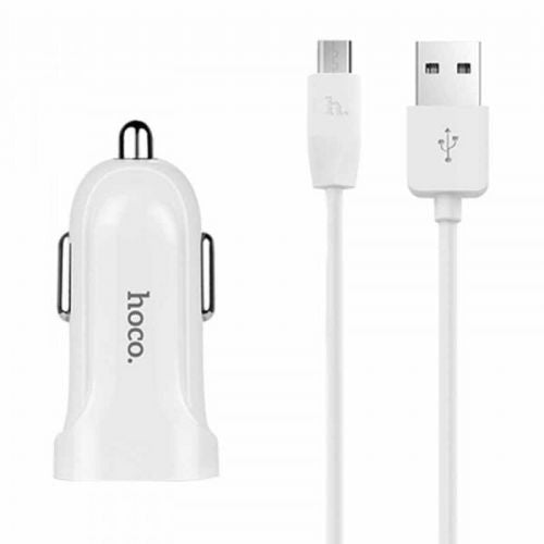 HOCO car charger Z2A 2.4 A with 1m MicroUSB cable - white