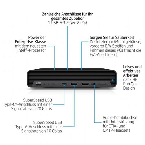 Namizni računalnik HP Elite Mini 800 G9 i9-14900T, 64 GB DDR5, 1 TB SSD, Intel UHD 770, DE, Windows 11 Pro + DE tipkovnica