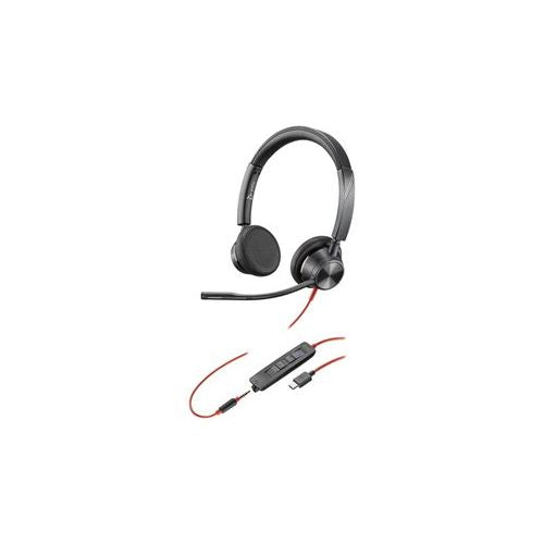 HP Poly Blackwire 3325 Stereo Microsoft Teams Certified USB-C Headset +3.5mm Plug +USB-C/A Adapter