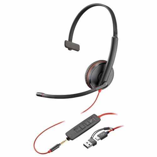 Auricolare HP Poly Blackwire C3215 Mono USB-C/A e 3,5 mm (alla rinfusa)